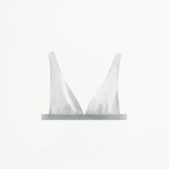 Zara COTTON BLEND TRIANGLE BRA. White. Sizes S, M. New with Tags. - Picture 1 of 1